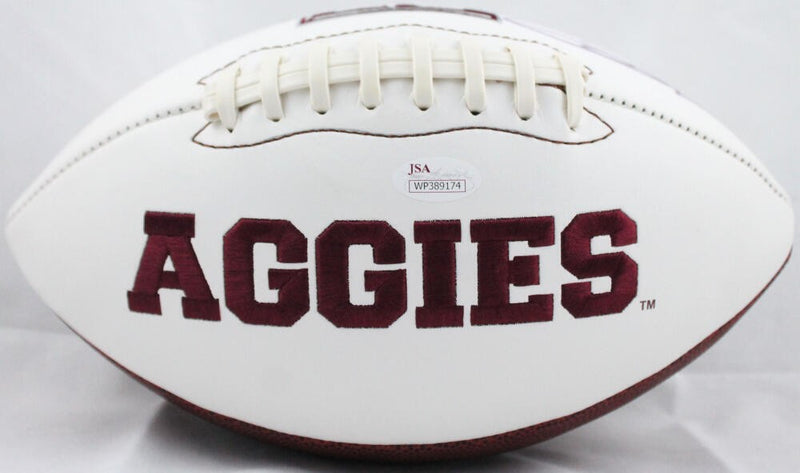 Johnny Manziel Signed Texas A&M Aggies Logo Football - Heisman Inscription