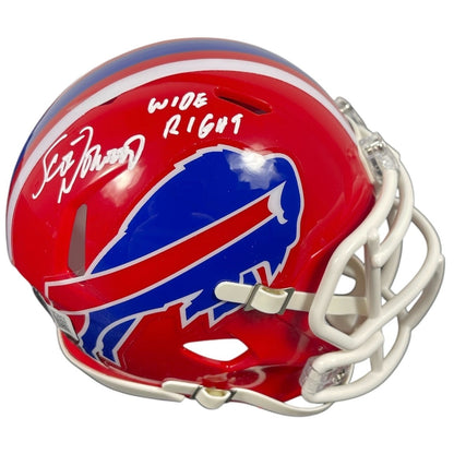 Scott Norwood Signed Buffalo Bills Throwback Mini Helmet "Wide Right"