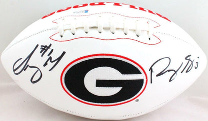 Roquan Smith & Sony Michel Signed Georgia Bulldogs Logo Football