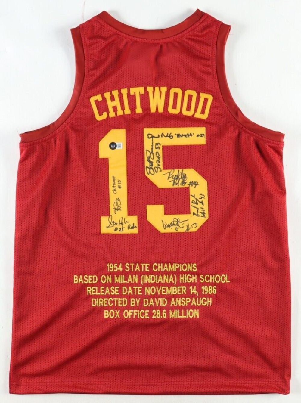 Hoosiers Movie Cast Autographed Hickory Custom Stat Jersey