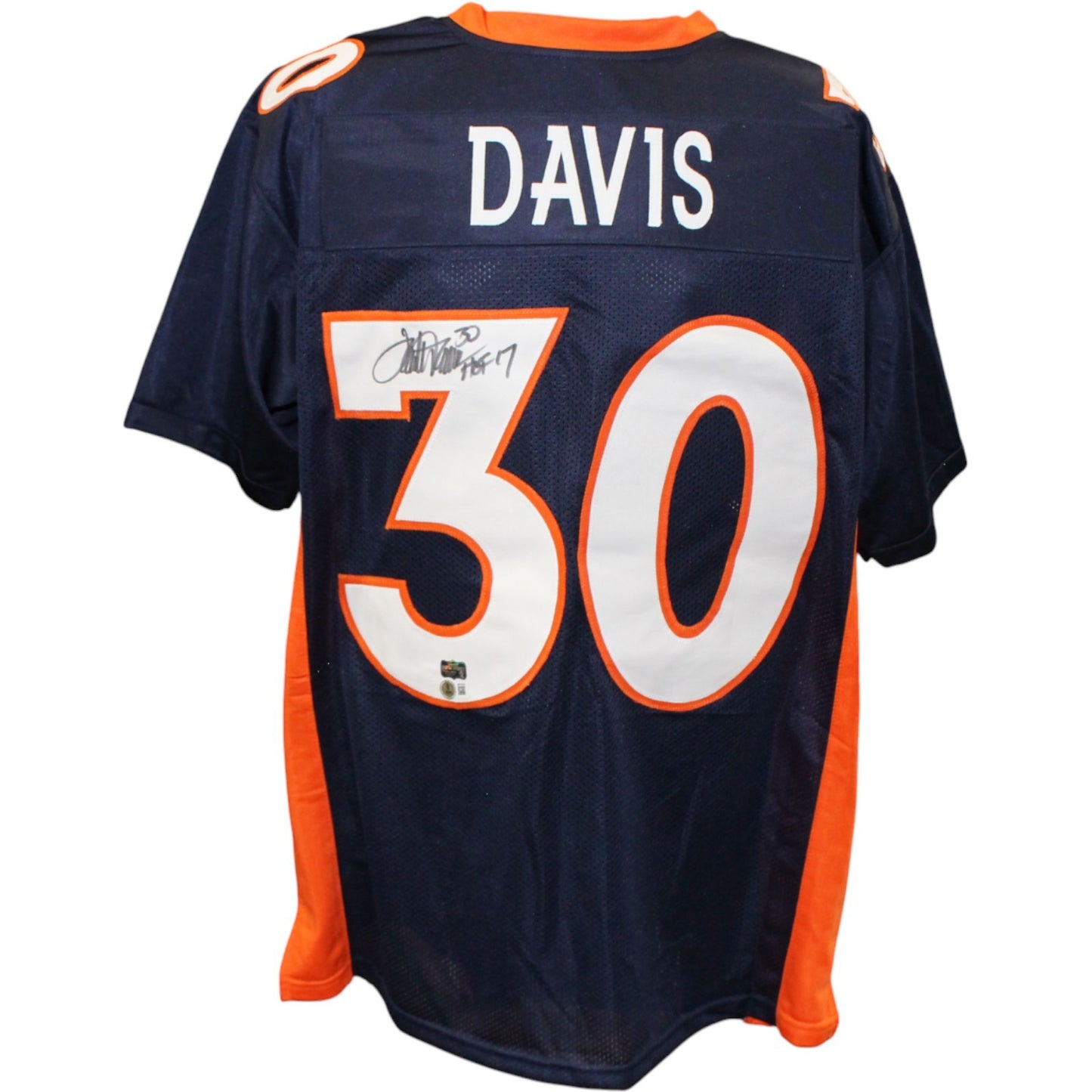 Terrell Davis Signed Blue Pro Style Jersey with "HOF" Inscription