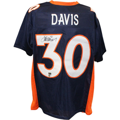 Terrell Davis Signed Blue Pro Style Jersey with "HOF" Inscription