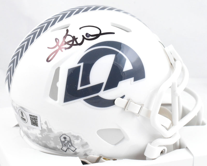 Kurt Warner Signed Los Angeles Rams 2024 Salute to Service Mini Helmet