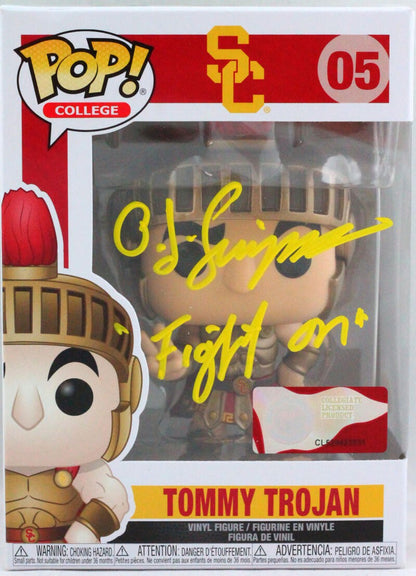 OJ Simpson Signed USC Trojans Funko Pop #05 with "Fight On" Inscription