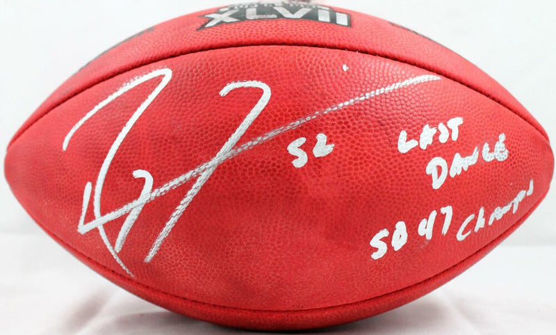 Ray Lewis Autographed Wilson Duke Super Bowl Football - 2 Inscriptions