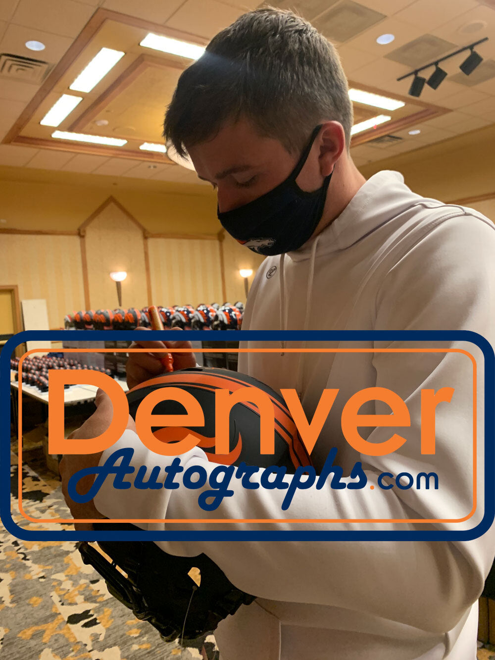 Drew Lock Denver Broncos Autographed Full Size Eclipse Helmet