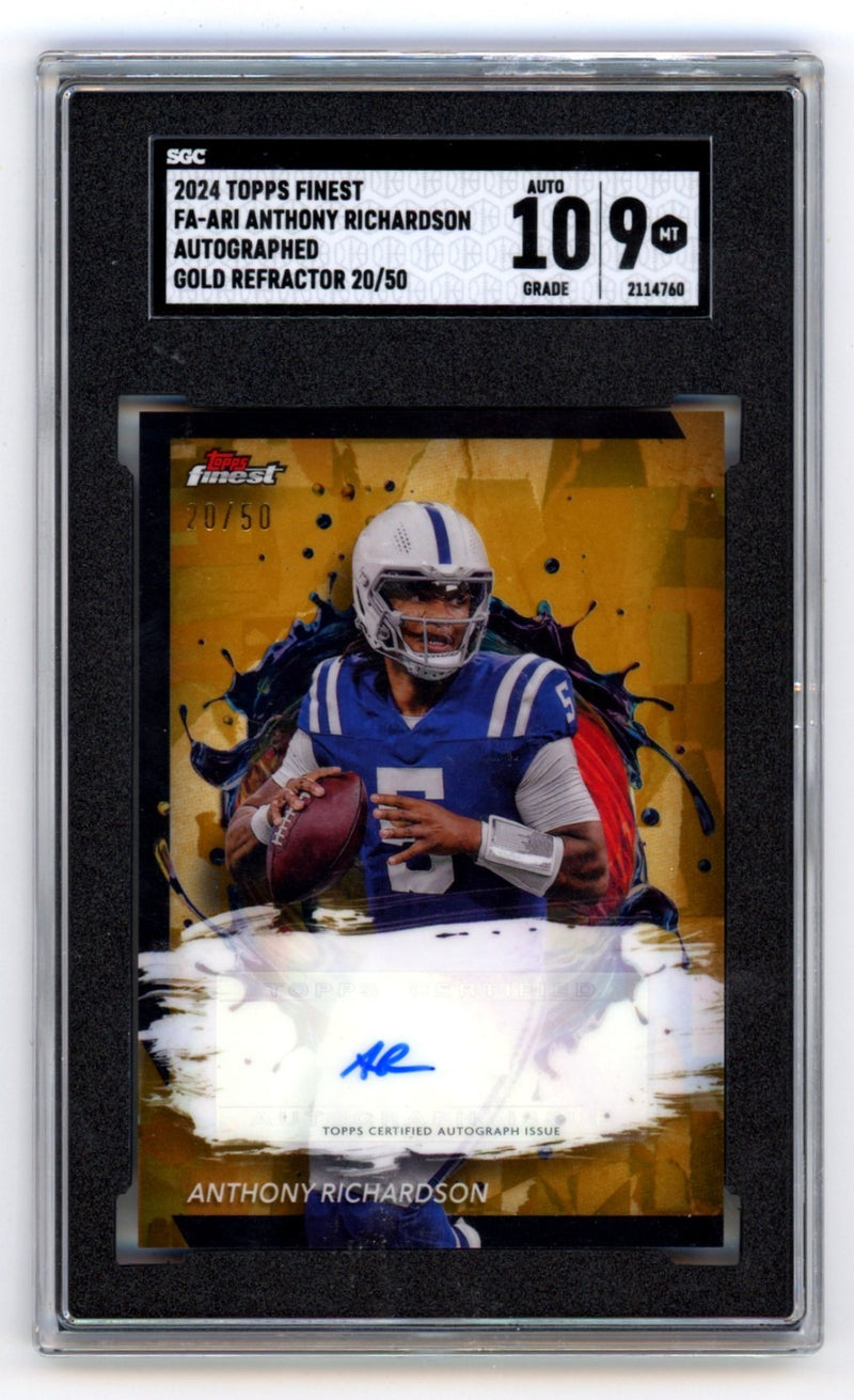 Anthony Richardson Autographed 2024 Topps Finest Gold Refractor Card /50 SGC 9