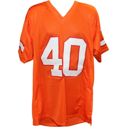 Mike Alstott Autographed Orange Throwback Custom Jersey "A-Train" Inscription