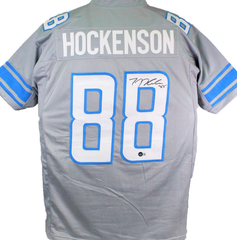 T.J. Hockenson Autographed Detroit Lions Custom Grey Jersey