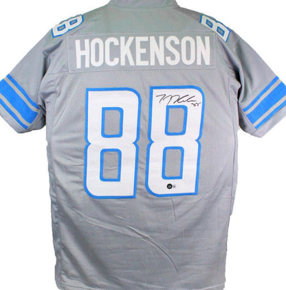 T.J. Hockenson Autographed Detroit Lions Custom Grey Jersey