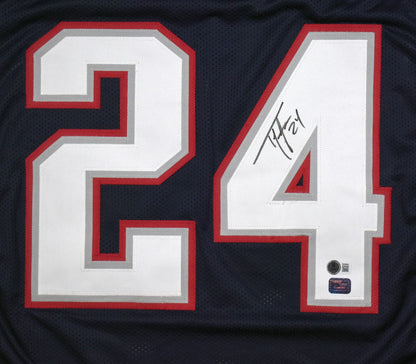 Ty Law Autographed Blue Custom Jersey
