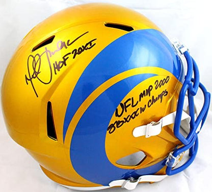 Marshall Faulk Signed Rams Full Size Flash Speed Helmet w/ 3 Inscriptions