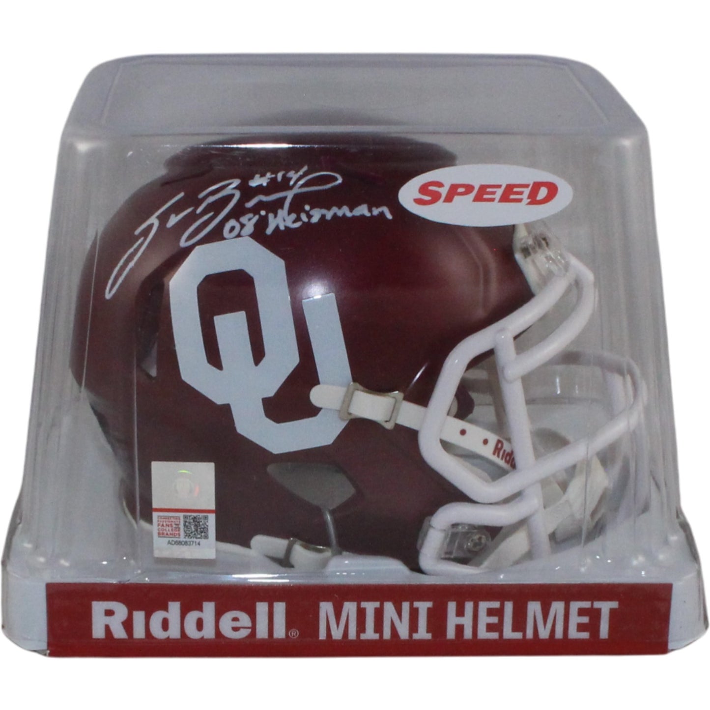 Sam Bradford Autographed Oklahoma Sooners Mini Helmet (2008 Heisman)