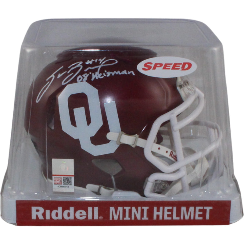 Sam Bradford Autographed Oklahoma Sooners Mini Helmet (2008 Heisman)