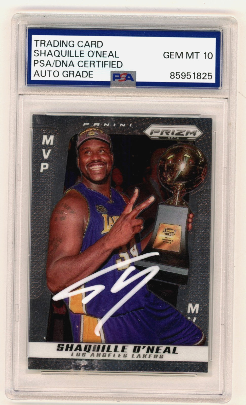 Shaquille O'Neal Signed 2024-25 Panini Prizm Deca MVP Card #295 PSA 10 Auto