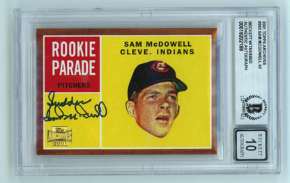 Sam McDowell Signed 2001 Topps Archives Card Inscribed "Sudden" BGS 10 Auto