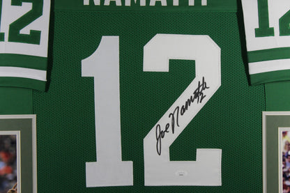Joe Namath Autographed Pro Style Green Framed Jersey (JSA COA)