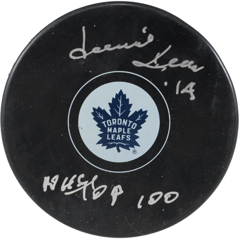 Dave Keon Autographed Toronto Maple Leafs Logo Puck (NHL Top 100 Inscription)