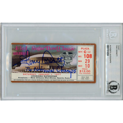 Tony Dorsett Signed Pittsburgh Panthers 1976 Ticket Stub "1976 Heisman" BAS