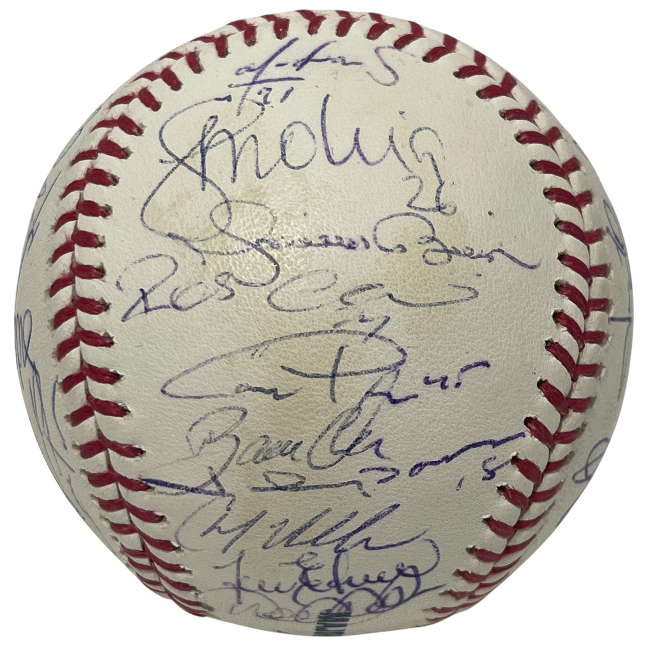 2008 New York Yankees Team Signed Final Season Logo Baseball JSA LOA