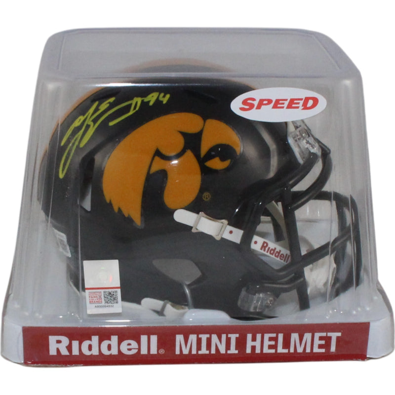 AJ Epenesa Iowa Hawkeyes Autographed Mini Helmet (BAS Witnessed)