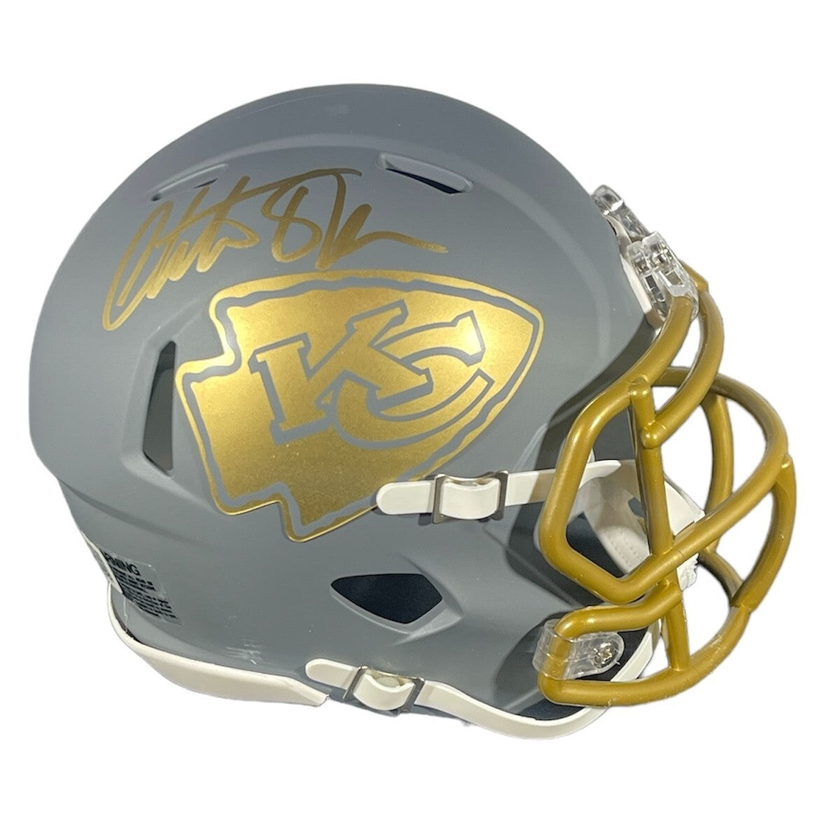 Christian Okoye Signed Kansas City Chiefs Slate Mini Helmet (Beckett)