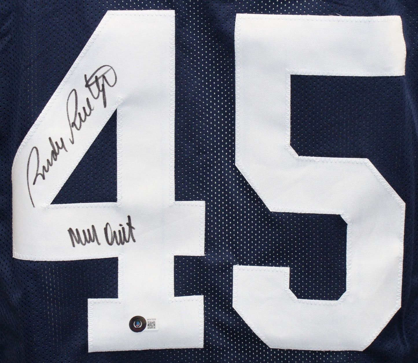 Rudy Ruettiger Autographed College Style Blue Jersey