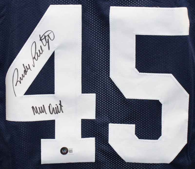 Rudy Ruettiger Autographed College Style Blue Jersey