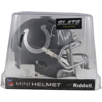 Dwight Freeney Signed Indianapolis Colts Slate Mini Helmet (HOF)