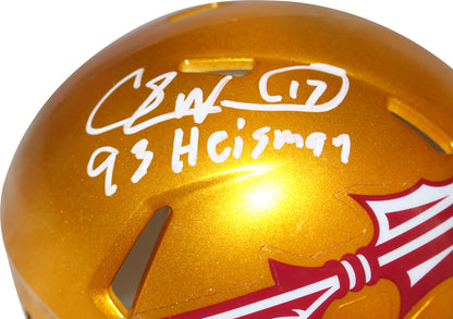 Charlie Ward FSU Seminoles Autographed Flash Mini Helmet "Heisman"