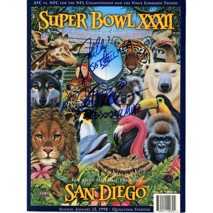 John Elway & Terrell Davis Autographed Denver Broncos Super Bowl 32 Magazine