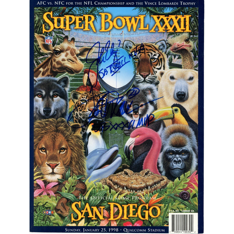 John Elway & Terrell Davis Autographed Denver Broncos Super Bowl 32 Magazine