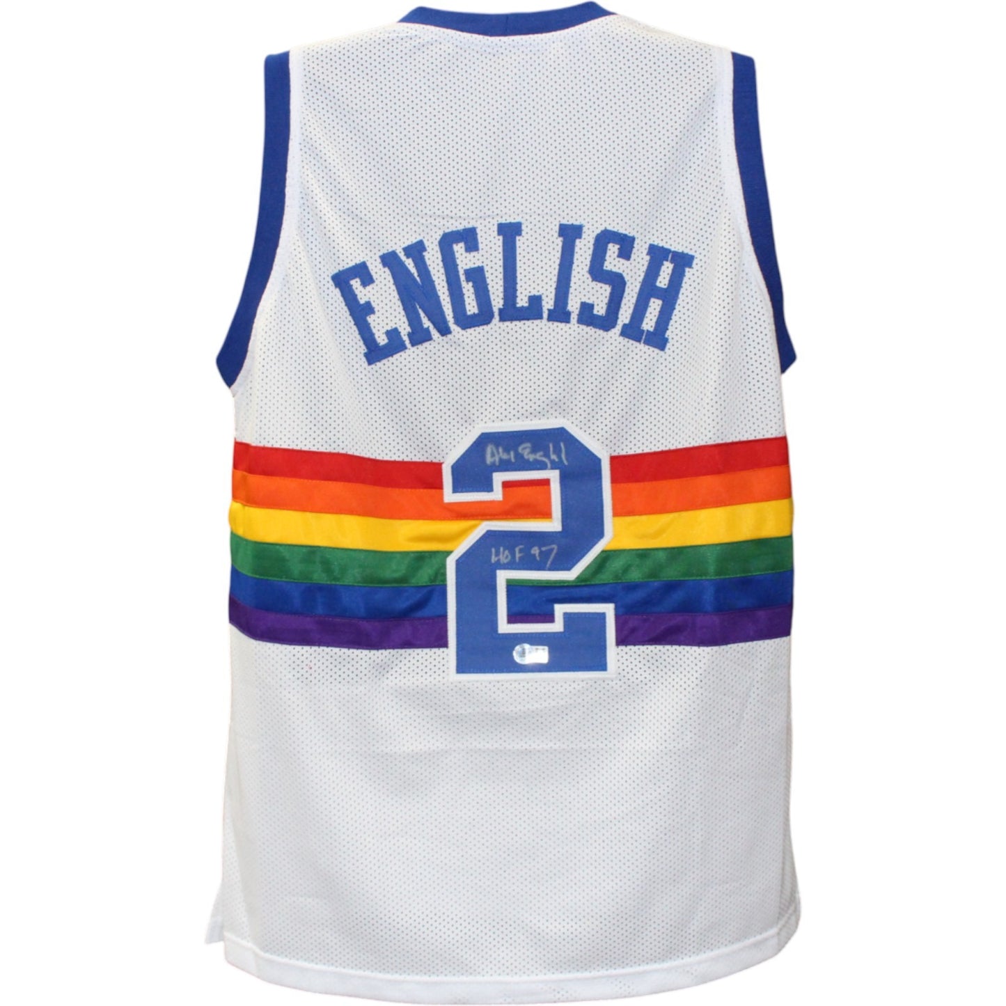 Alex English Autographed White Custom Basketball Jersey HOF Inscribed