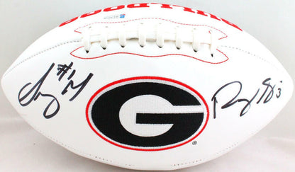 Roquan Smith & Sony Michel Signed Georgia Bulldogs Logo Football