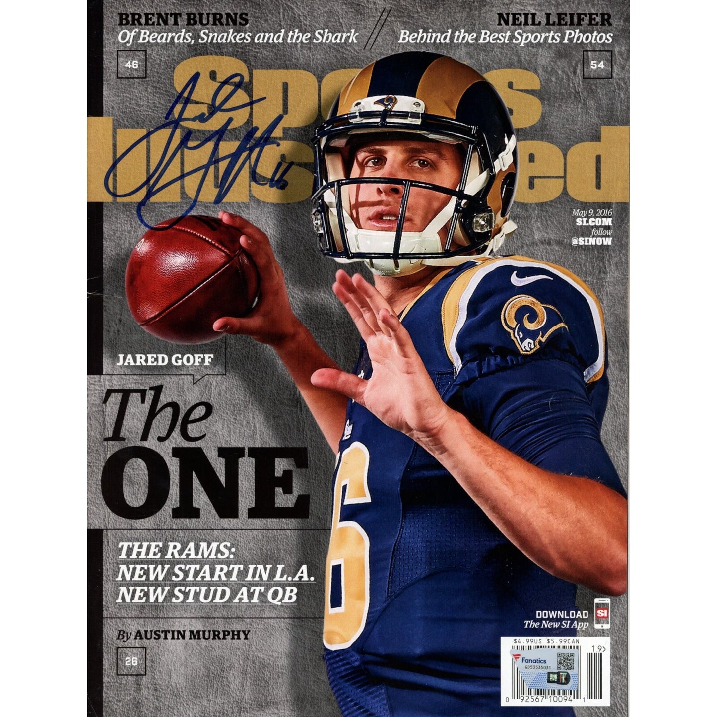 Jared Goff Autographed Los Angeles Rams Sports Illustrated Magazine