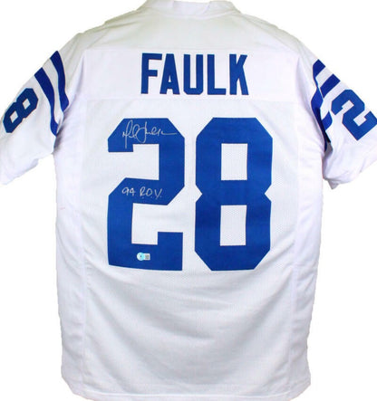 Marshall Faulk Signed White Custom Jersey - '94 ROY Inscription
