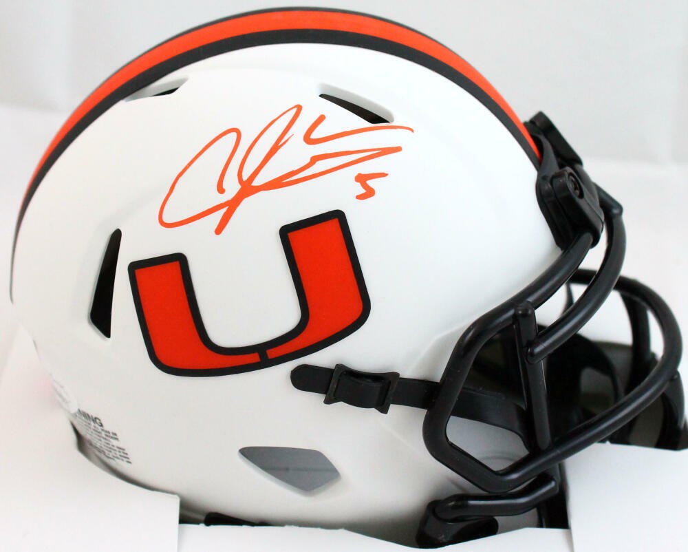 Andre Johnson Signed Miami Hurricanes Lunar Speed Mini Helmet