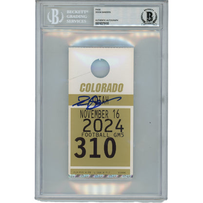 Deion Sanders Autographed Colorado Buffaloes Slabbed Parking Pass (BAS)