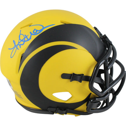 Kurt Warner Signed Los Angeles Rams Rave Mini Helmet Beckett Witnessed