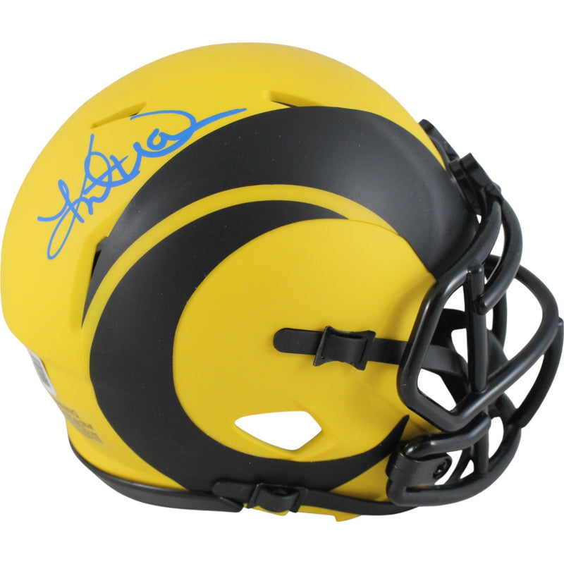 Kurt Warner Signed Los Angeles Rams Rave Mini Helmet Beckett Witnessed