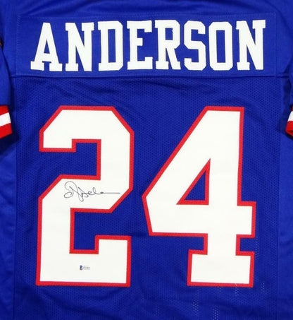 Ottis Anderson Autographed Blue Custom Football Jersey