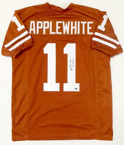 Major Applewhite Signed Orange Custom Jersey "Hook Em"