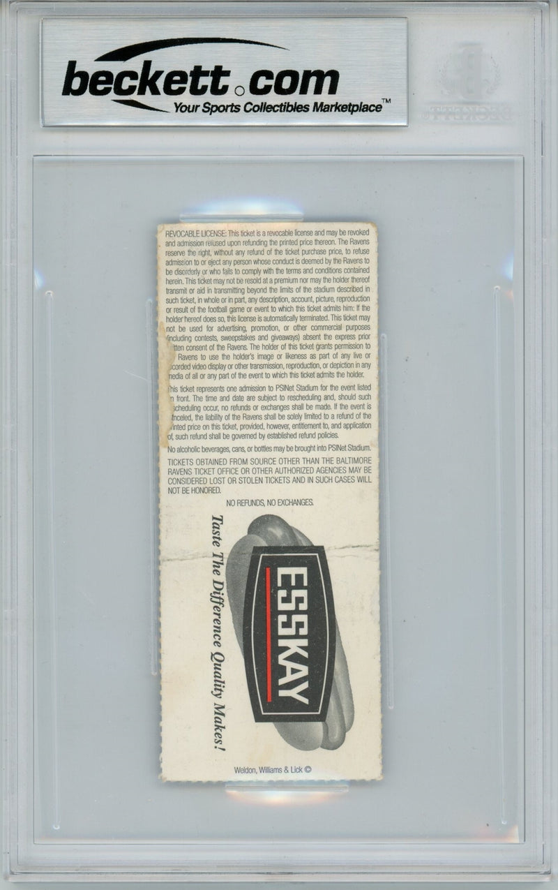 Ray Lewis Autographed Baltimore Ravens vs. Bears Ticket Stub - BAS Slabbed