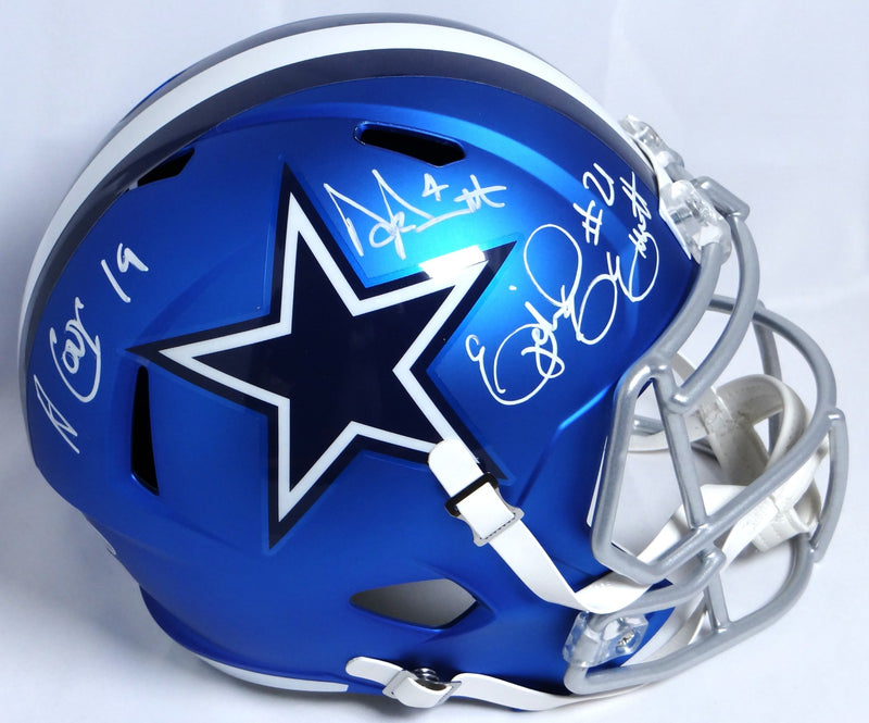 Dak Prescott, Amari Cooper & Ezekiel Elliott Dallas Cowboys Blaze Helmet