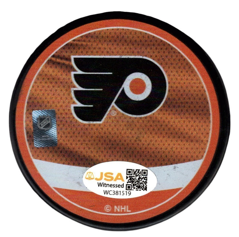 Eric Lindros Signed Philadelphia Flyers Reverse Retro Hockey Puck JSA