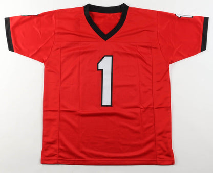 George Pickens Autographed Georgia Bulldogs Red Custom Jersey