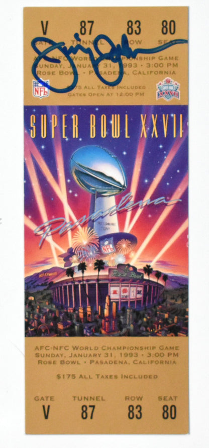 Jimmy Johnson Autographed Dallas Cowboys Replica Super Bowl XXVII Ticket