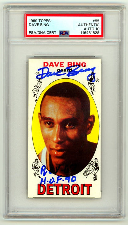 Dave Bing Signed 1969-70 Topps Rookie Card #55 PSA 10 Auto