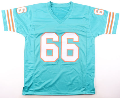 Larry Little Signed Miami Dolphins Teal Custom Jersey - HOF Inscribed