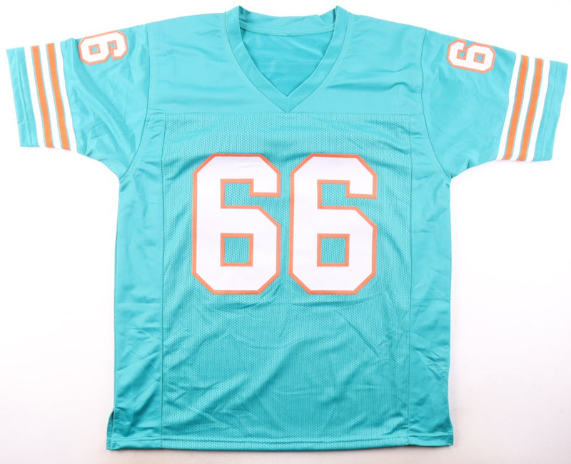 Larry Little Signed Miami Dolphins Teal Custom Jersey - HOF Inscribed